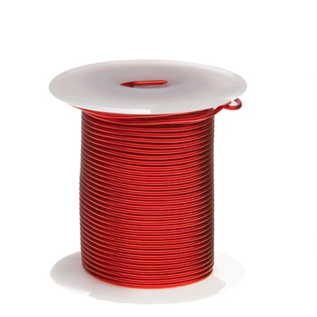 REMINGTON INDUSTRIES Magnet Wire, Heavy Build Enameled Copper Wire, 20 AWG, 2 oz, 39' Length, 0.0346" Diameter, Red 20HNSP.125